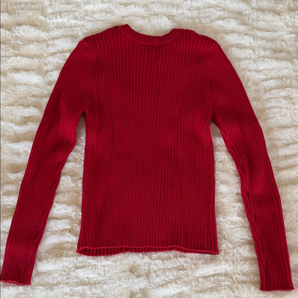 Express Red Cable-Knit Crewneck Sweater